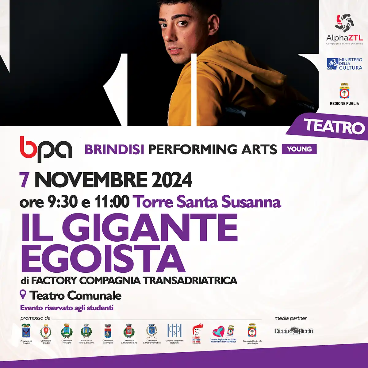 IL GIGANTE EGOISTA 7 NOVEMBRE YOUNG Brindisi Performing Arts Festival 2024